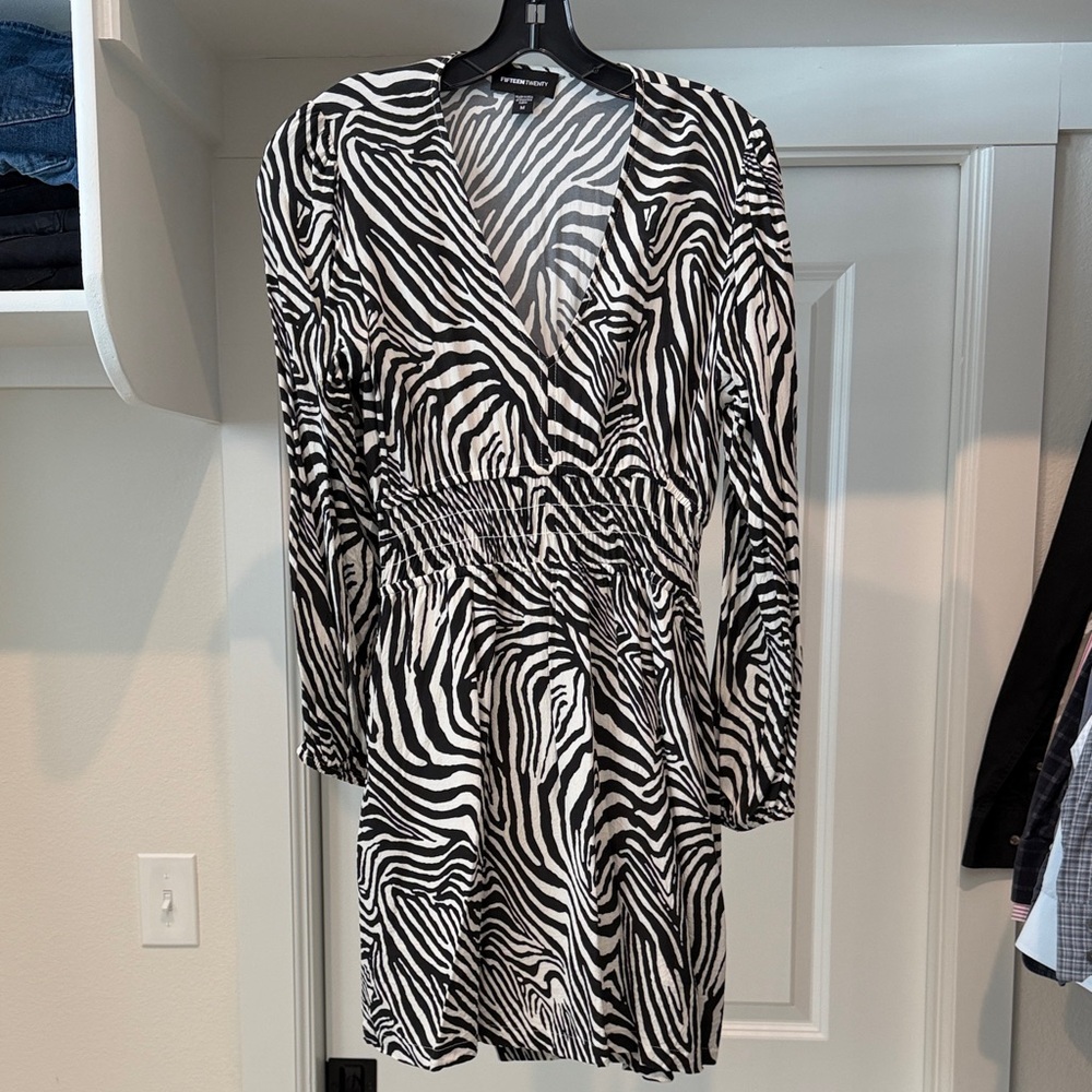 Fifteen Twenty Monochrome Zebra Long Sleeve Dress